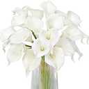 Letjolt White Calla Lily 20Pcs Artificial Flowers Bouquet for Wedding Bride Shower Blessing Gift Home Decoration Faux Calla Lilies Flower, 20 Pieces