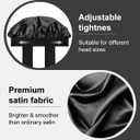 Merdia Satin Hair Bonnet for Women with Soft Elastic Tie Band | Elastic and Reusable Shower Hair Caps | Satin Bonnet for Sleeping Women, Shower Caps | Double Layers Hair Cap | 15 Inches, Black