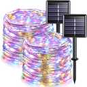 JMEXSUSS 2 Pack Solar Christmas Lights Outdoor Waterproof, Each 33FT 100 LED Multi Colored Solar Fairy Lights, 8 Modes String Light for Outside Yard Patio Tree Garden Christmas Decorations