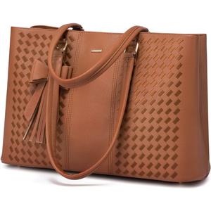 LOVEVOOK Laptop Tote Bag for Women,15.6 Inch Waterproof Computer Bags Women Business Office Work Bag Briefcase, Brown