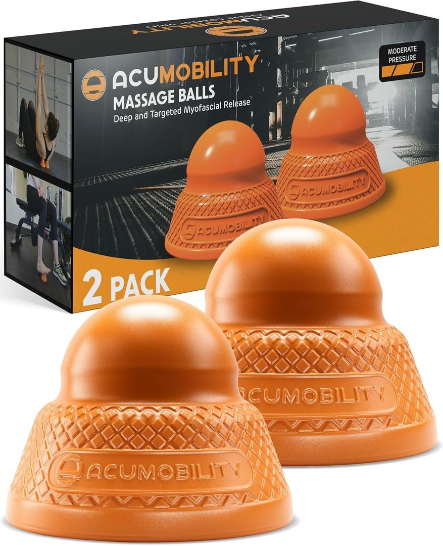 Acumobility Massage Ball Roller 2 Pack - Trigger Point - Massage Balls Massage Roller Ball - Foot Massage Ball - Physical Therapy Ball (Orange)