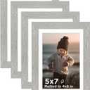 KINLINK 5x7 Picture Frame Light Grey Set of 4, Wooden Photo Frames Matted 4x6 with Plexiglass for 4x6 with Mat or 5x7 without Mat for Table and Wall Display