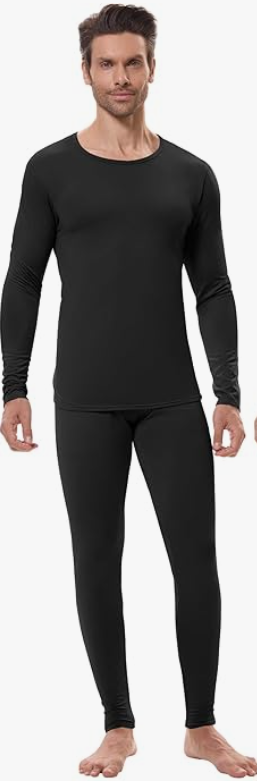 Mens Thermal Underwear Set with Lightweight Ultra Soft Fleece Lined,Long John Set, Skiing Base Layer (XL)
