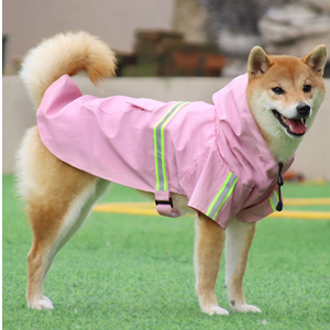 ORMARKET_Pet Dog Raincoat Hooded - Adjustable Waterproof Dog Rain Jacket Lightweight Reflective Dog Rain Coat Pet Slicker for Dogs(Pink,m)