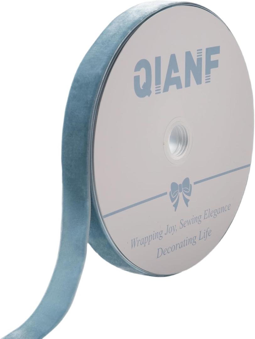 Vintage Dusty Blue Velvet Ribbon Christmas Ribbon for Gift Wrapping Crafts Christmas Tree Ornaments Garland Decorations, 1 Inch X 25Yd