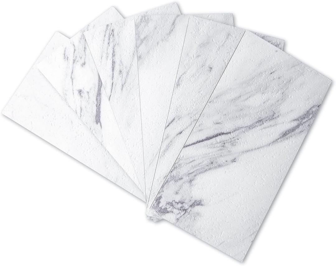 Art3d 102-Piece Peel and Stick Tile Backsplash for Kitchen Bathroom, 3in. 6in. Stick on Subway Tile White Granite, 3" X 6“