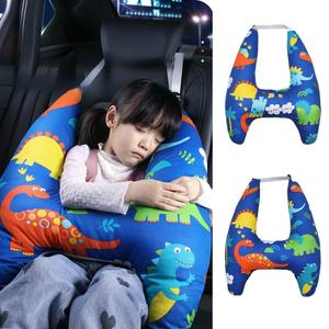 Travel Pillow Car Cushion for Kids 6 Years Old+ Shoulder Neck Back Support & Seat Belt Comfort, Road Trip Cozy Sleeping Gift for Young Travelers, Parents, Families, Baby Shower (Dinosaur Blue)