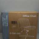 Orange Factory Criss Cross Chair No Wheel Wide Cross Legged Office Desk Vanity Chair Comfy Fabric Armless Adjustable Swivel for Home Computer Task (Beige)