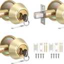 PATIKIL Keyed Alike Single Cylinder Deadbolts, 3 Pack, Gold, Deadbolt Set, LOCK, Deadbolt, Residential Doors (Home Security)