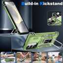 ATUMP for Samsung Galaxy S24 Plus Case with [2Pcs] HD Screen Protector & Slide Camera Cover, Rotated Ring Kickstand [Military Grade Shockproof] Protective Case for Galaxy S24 Plus 6.7", Olive Green