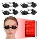 4 PCS Red Light Therapy Glasses, Half - clear Eyes Protection for Tanning Bed Goggles, Safety Glasses for Sunbathing & Laser Beauty Treatment, Black Wearing length adjustable Protective Goggles