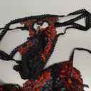 RSLOVE Women Lingerie Set with Garter Belt Lace Lace Teddy Babydoll Strappy Exotic Bra and Panty Set (No Stockings) Black-Red S