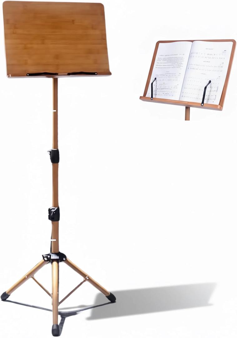 Music Stand for Sheet Music, Adjustable to 68.9in Floor Book Stand for Reading, Laptop Display Stand Standing Book Stand Tablet Stand with Page Paper Clip
