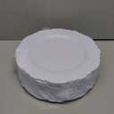 WDF 60pcs White Plastic Plates -10.25inch Baroque White Disposable Dinner Plates for Upscale Parties/Wedding