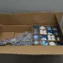 36 Inch Tinsel Christmas Tree, 3 FT Silver Christmas Tree with 42 Pcs Vintage Decorative Balls, Mid-Century Modern Aluminum Xmas Decoration for Home Office Xmas Party Decor