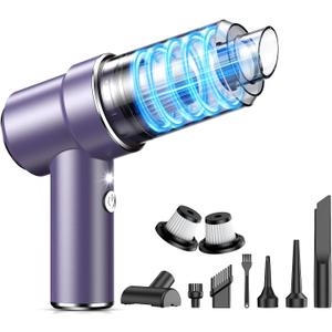 KMM Handheld Car Vacuum Cleaner, 11000PA Vacuum Cleaner & Air Duster, 120W High Power Vacuum Portable Cordless, Hand Held Vacuum Rechargeable with Multi-Nozzles & LED Light for Home, Car, Office (Purple)