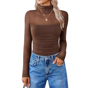 Avidlove Women Long Sleeve Bodysuit Turtle Neck Shapewear Body Suits Mesh One Piece Leotard Shirt Going Out Tops Fall Outfits.S