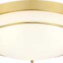 16 inch Flush Mount Light Fixture, 3-Light Modern Ceiling Light with Polished Gold Finish for Hallway Kitchen Laundry Bedroom, CL4822-3W-PG