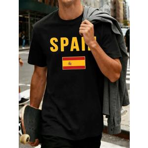 Spain Spanish Flag Espana TShirt, Small, Black