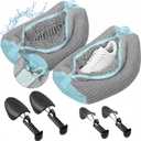 2 Pcs Shoe Washing Machine Bags with 4 Adjustable Shoe Trees, XXL Laundry Bags for Washer and Dryer, Sturdy Zipper with Hook Design, Reusable Cleaning Bag for Sneaker, Tennis (Gray)