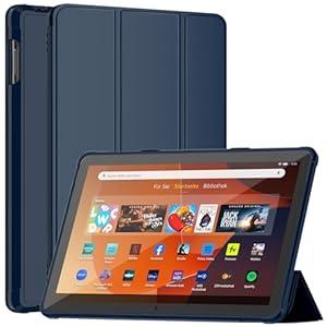 Case for 10.1 Inch Tablet, PU Leather Smart Incompatible with TCL Nokia DJ&RPPQ Dual Angle Stand Cover with Auto Wake/ Sleep, Navy BlueFire HD 10 Tablet Case (13th Gen, 2023), DJ&RPPQ Dual Angle Lightweight Trifold Stand with Soft TPU Back Case for Fire HD 10 Kids & Kids Pro Tablet, Auto Wake/Sleep,Not fit 10in Sony Nokia-Sky Blue