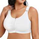 CYDREAM Front Zip Closure Bras for Women No Underwire - Wireless Comfort Compression Support Adjustable Everyday Bra (XX-Large, White)