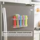 Ortarco Straw Holder Organizer for Cabinet Door, Reusable Tumbler Straw Storage Container, Large Acrylic Sticky Cupboard Door Straw Holder, Kitchen Accessories Container (Transparent)