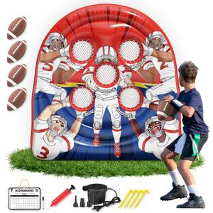 6FT Giant Inflatable Football Target Toss Game - Fun Indoor & Outdoor Yard Games for Kids & Adults, Football Party Throwing Games, Carnival Games, Camping & Tailgate Lawn Activities (Red)