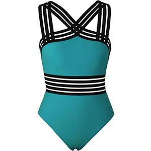Hilor Women's One Piece Swimsuits Slimming High Waisted Bathing Suits Front Crossover Swimwear Monokinis, Large