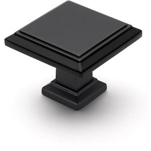 Ravinte 5 Pack 1-3/16 Inch Matte Black Kitchen Square Cabinet Knobs Solid Drawer Pulls Black Single Hole Kitchen Cabinet Hardware Knobs for Cabinets and Drawers