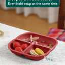 Babelio 8'' Toddler Porcelain Plates with Silicone Suction Sleeves, Lead & BPA Free, Divided, Microwave & Dishwasher Safe, Stay Put, Suitable for Kids, 3 Pack