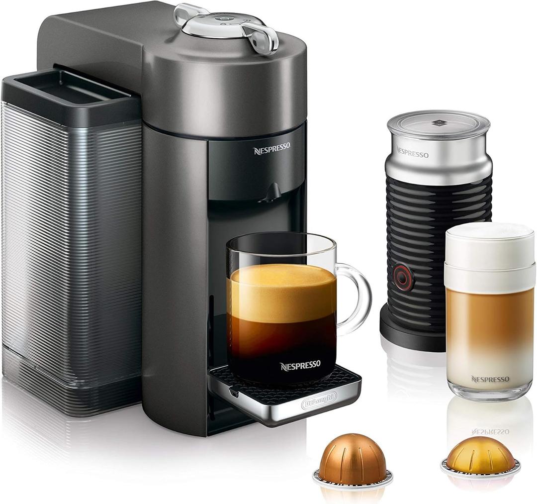 Nespresso Vertuo Coffee and Espresso Machine by De'Longhi, With Frother 54 ounces, Titan, Grey, BBD 03/31/2027