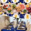 Rtteri 60 x 84 Inches Ramadan Tablecloth Decorations Eid Mubarak Washable Tablecloths Ramadan Cloths Polyester Eid Al Fitr Party Table Covers for Rectangle Table Dining Room Kitchen Decor(Blue)