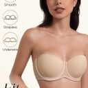 Women's Strapless Bra Multiway Lift Padded Underwire Bra Anti Slip Full Coverage Convertible Brassie (34A, Nude)