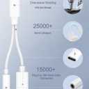 USB-C to 3.5mm Headphone and Charger Adapter - 384kHz Hi-Res Audio & 60W Fast Charging 2-in-1 Dongle - Type C to Aux Cable Cord for iPhone 17 16 15 Galaxy S26 S25 S24 S23 S22 Pixel iPad (White)