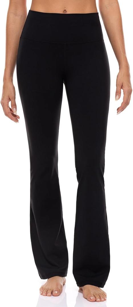 Ukaste Women's Petite Flare Yoga Pants 26" - High Rise Casual Workout Gym Leggings (Black, 2)