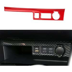 LEXLEY Red Style Center Control Cigarette Lighter Socket Panel Trim Cover Interior Accessories For Toyota 2020 2021 2022 2023 2024 2025 Highlander XLE LE L XSE Limited Platinum