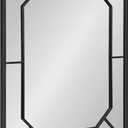 Kate and Laurel Ardithe Geometric Decorative Rectangle Mirror, 24 x 30, Black, Modern Rectangular Mirror with Iron Windowpane Inlay for Bathroom Vanity Use