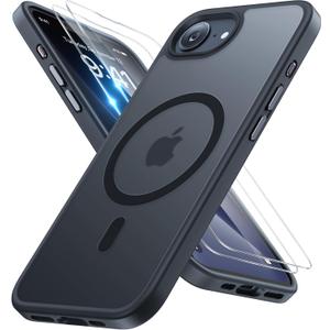 Miracase for iPhone 16e case & iPhone 17e Case for MagSafe [with 29H+ Screen Protectors] TOP Military-Grade Protection Shockproof with Velvet Touch for iPhone 16e/17e Phone Case 6.1", Matte Black