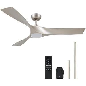 VONLUCE Ceiling Fans with Lights, 52" Mid Century Ceiling Fan and Remote, Stepless Dimming, 6 Speeds Noiseless DC Motor, 3 ABS Blades, Indoor Ceiling Fan for Kitchen Bedroom Living Room, Nickel