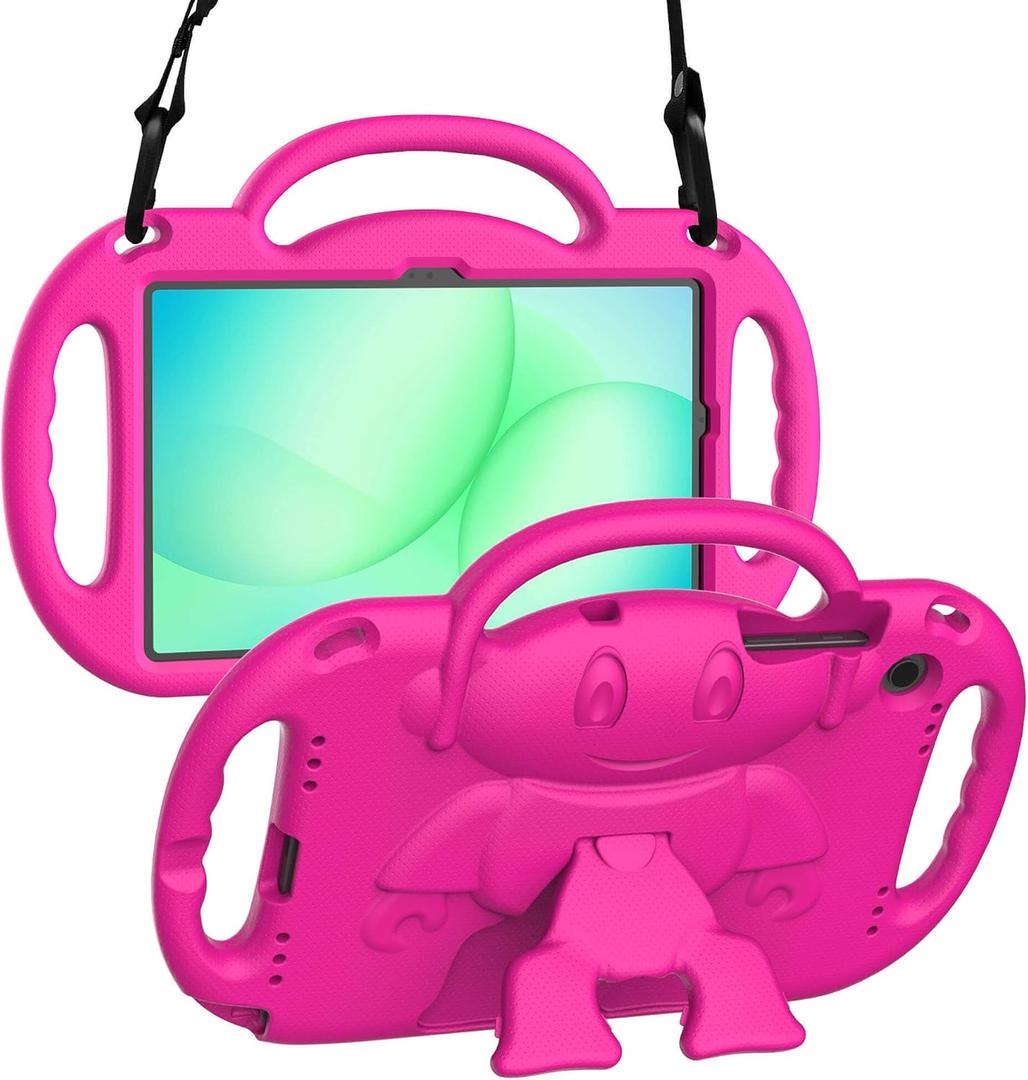 Kids Case for Samsung Galaxy Tab A11 Plus 2025 / Tab A9 Plus 2023 11 Inch Tablet, with Shoulder Strap, Shockproof Handle Stand Protective Cover for Samsung Galaxy A11+ / A9+ 11", Pink