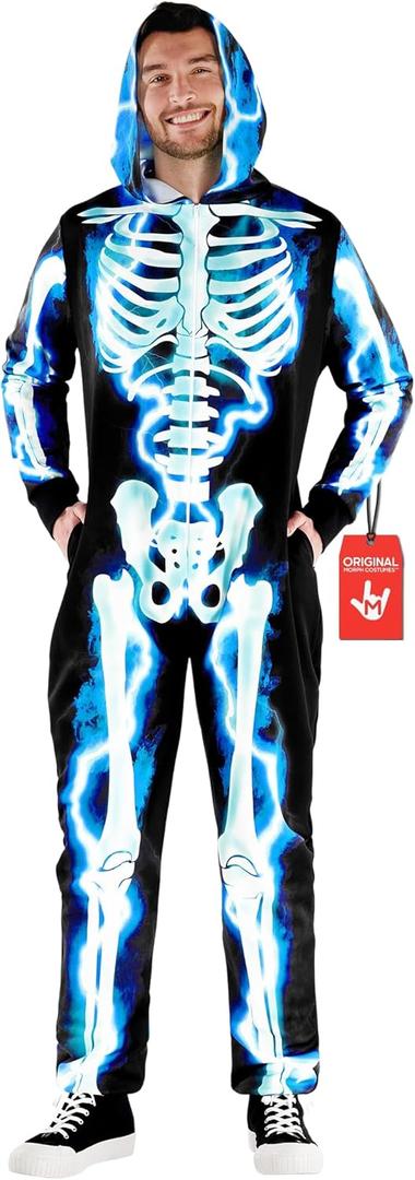 Morph Skeleton Costume Men, Adult Skeleton Costume, Halloween Costumes For Men, Halloween Costumes For Adults (3X-Large, Blue)