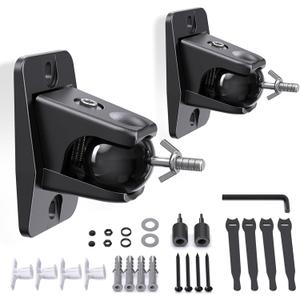 Surround Sound Rear Speaker Wall Mount, Ceiling Mount Bracket for Universal Satellite, fits Keyhole and Thread Hole with 1/4"- 20, 5mm & 4mm Thread, Works with Roku, Samsung q990D, Holds up to 11 lbs