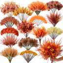 250 Pcs Artificial Fall Greenery Stems Bulk Thanksgiving Eucalyptus Leaves Silver Dollar Foliage Floral Picks and Sprays Fake Faux UV Resistant for DIY Bouquet Vase Arrangement Table Decor