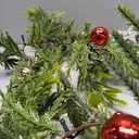 6 FT Artificial Christmas Garland, Faux Spruce Evergreen Garland with 20 LED Lights, Red Gold Ball Ornaments and Stars, Lighted with Timer, Perfect for Christmas Indoor Outdoor Decoration