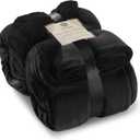 Sherpa Throw Blanket Super Soft Reversible Ultra Luxurious Plush Blanket, 90 x 90 inches, Black/Black, Queen
