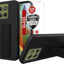 Compatible with Motorola Motorola Moto G 5G/Play 4G 2025 Stand Case, Hide Folding Kickstand Silicone TPU Shockproof Protective Cover Case for Motorola Moto G 5G/Play 4G 2025 - Black