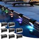 PATIOWIN Solar Pool Side Lights Outdoor 8 Pack, Light up Swimming Pool Accessories, Solar Deck Lights Waterproof Led for Stairs, Step, Fence, Yard, Patio, and Balcony(Color Changing)