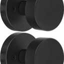 2 Pack Matte Black Dummy Door Knob Interior, Black Door Knobs for Bifold and Closet Doors, Heavy Duty Round Modern Door Handle