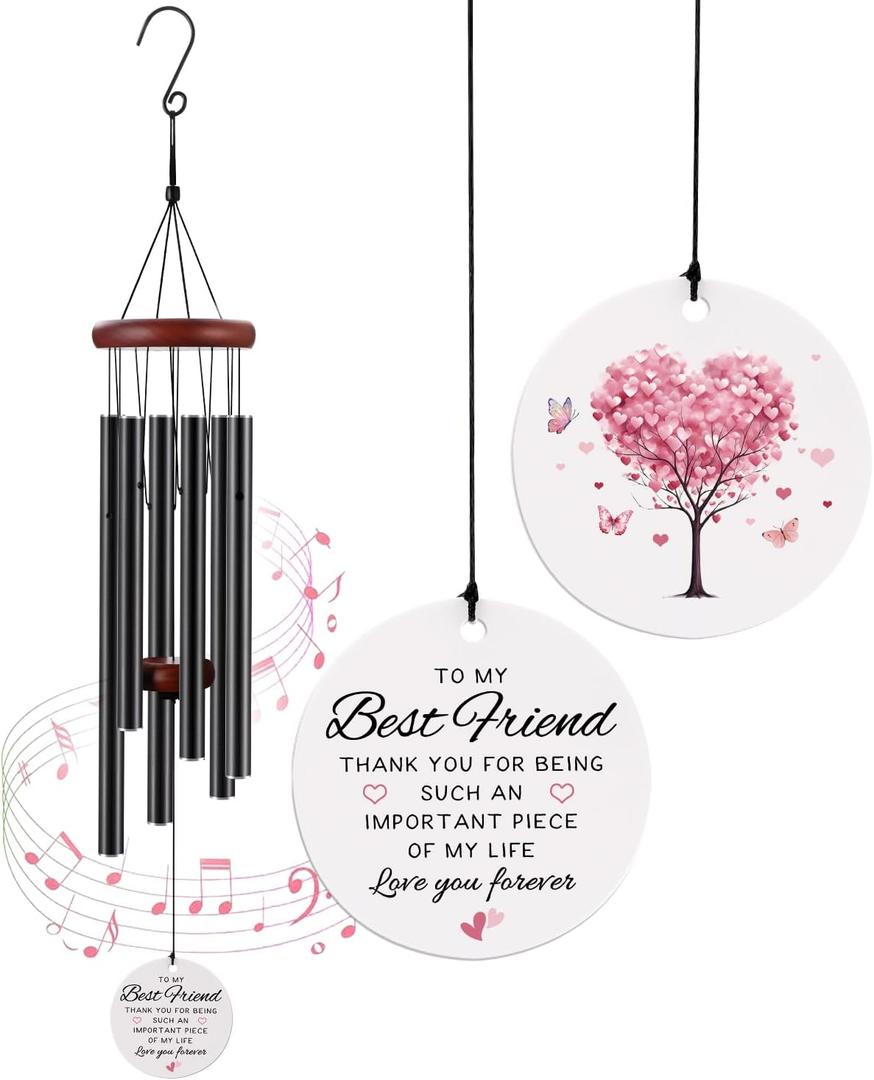 BeauGift Best Friend Birthday Gifts for Women, 32" Wind Chimes Friendship Gifts for Friends, Long Distance Wedding Graduation Gift, Home Decor Keepsake for Friend Bestie BFF